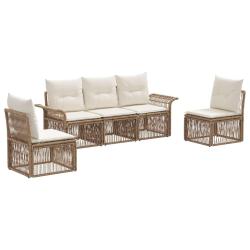 Ensemble de canap&eacute; de jardin 5 pcs Beige polyrotin