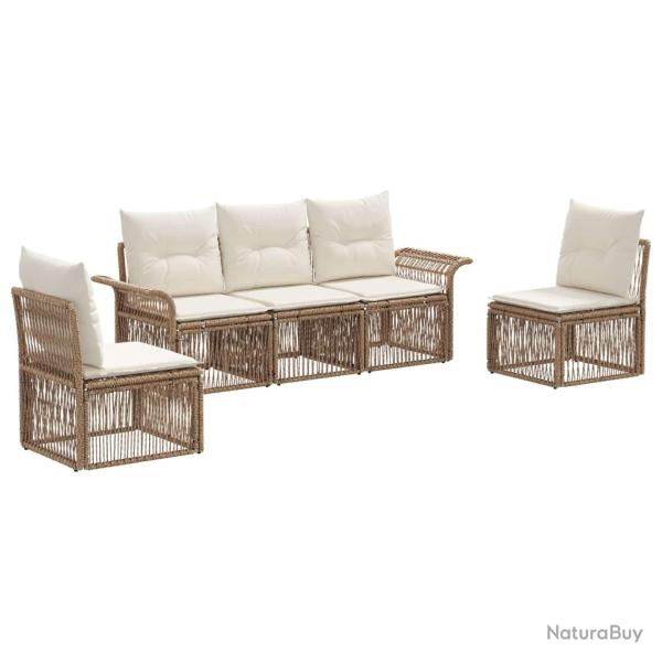 Ensemble de canap� de jardin 5 pcs Beige polyrotin