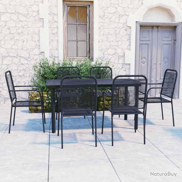 Ensemble � manger de jardin 7 pcs noir verre et acier