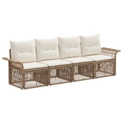 Ensemble de canap&eacute; de jardin 4 pcs Beige polyrotin