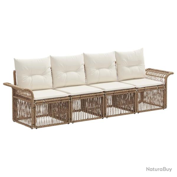 Ensemble de canap� de jardin 4 pcs Beige polyrotin