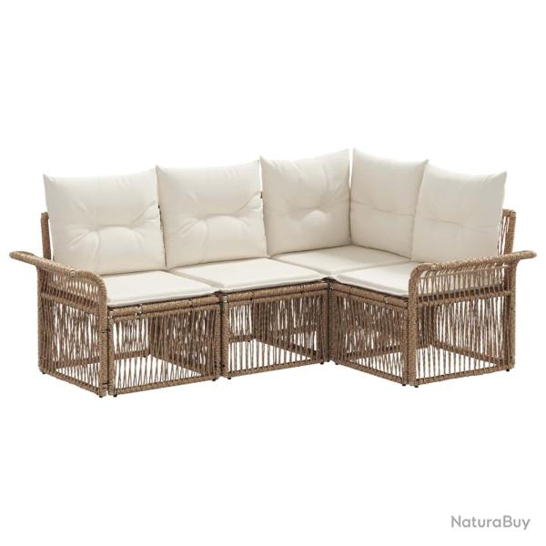 Ensemble de canap� de jardin 4 pcs Beige polyrotin