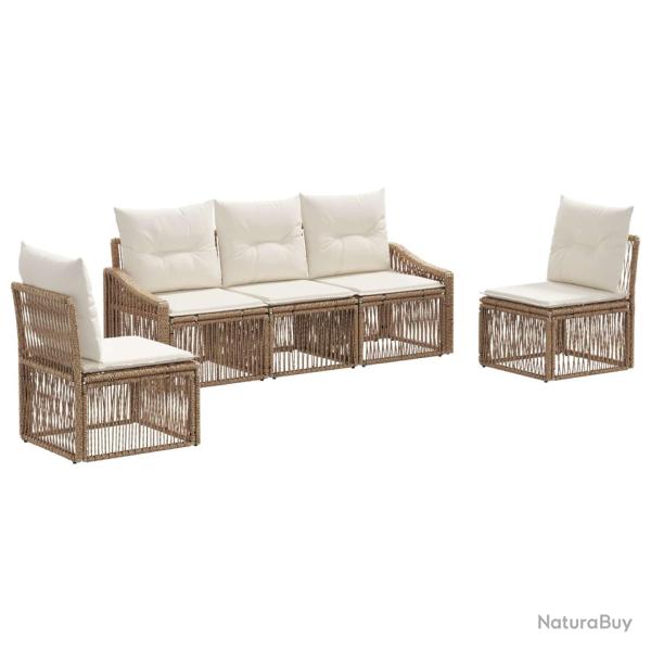 Ensemble de canap� de jardin 5 pcs Beige polyrotin