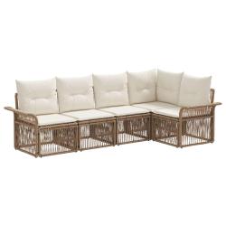 Ensemble de canap&eacute; de jardin 5 pcs Beige polyrotin