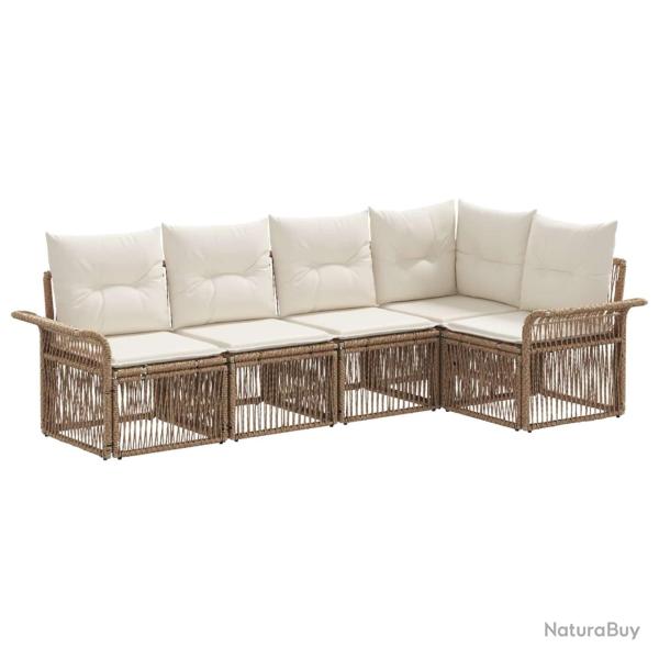 Ensemble de canap� de jardin 5 pcs Beige polyrotin