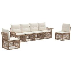 Ensemble de canap&eacute; de jardin 6 pcs Beige polyrotin