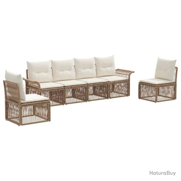 Ensemble de canap� de jardin 6 pcs Beige polyrotin