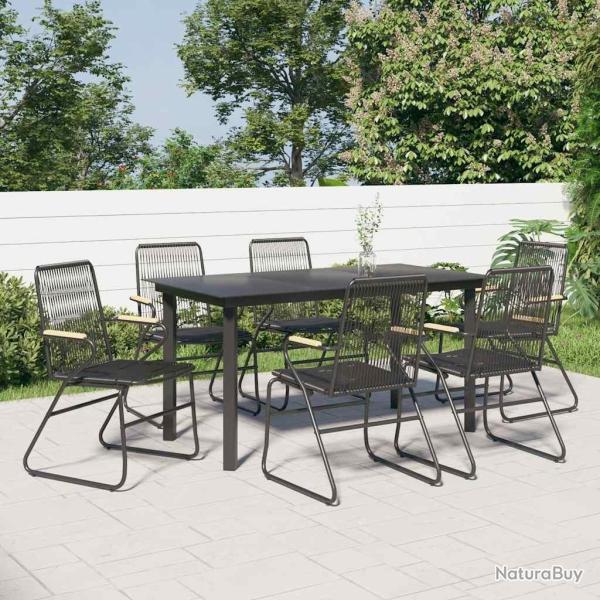 Ensemble � manger de jardin 7 pcs Noir Rotin PVC