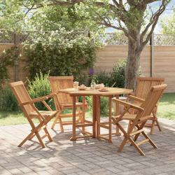 Ensemble &agrave; manger d'ext&eacute;rieur pliable 5 pcs Bois solide de teck