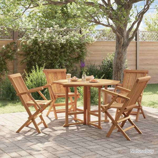 Ensemble � manger d'ext�rieur pliable 5 pcs Bois solide de teck