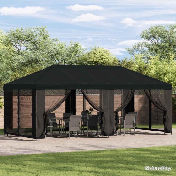 Gazebo avec murs lat�raux 6 x 3 m Noir Polyester et Acier 190