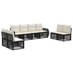 Ensemble de canap&eacute; de jardin 8 pcs Noir et blanc cr&egrave;me