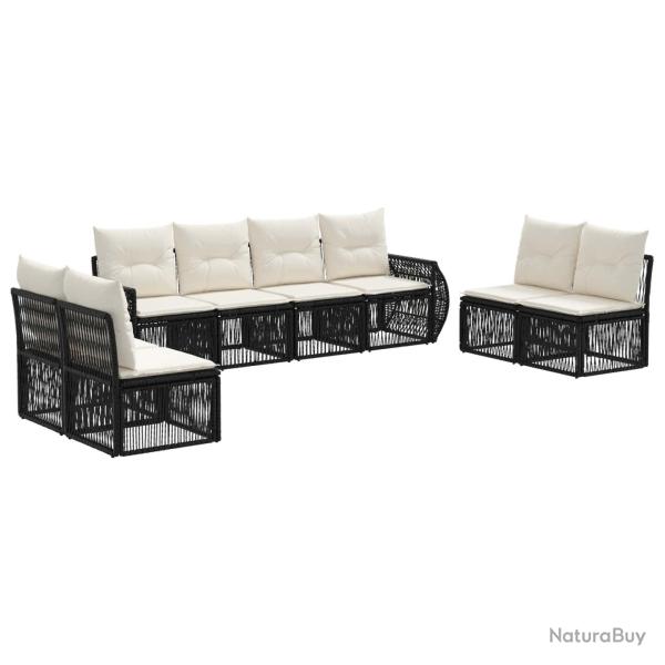Ensemble de canap� de jardin 8 pcs Noir et blanc cr�me