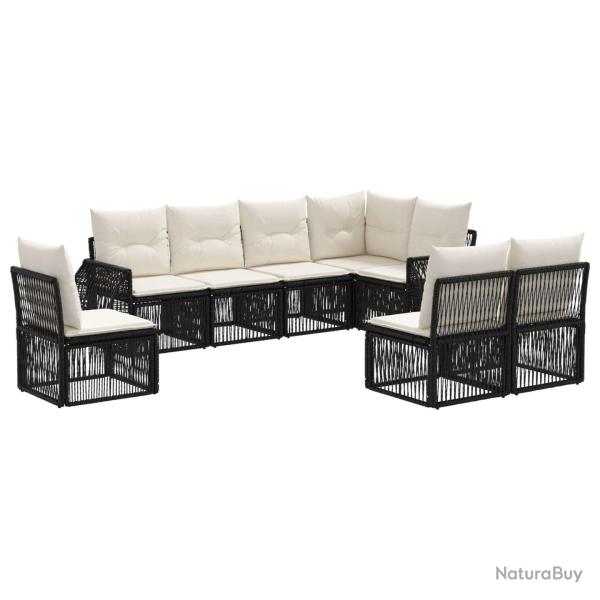 Ensemble de canap� de jardin 8 pcs Noir et blanc cr�me