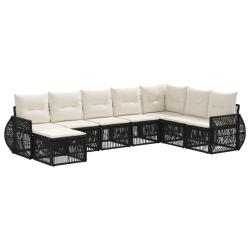 Ensemble de canap&eacute; de jardin 8 pcs Noir et blanc cr&egrave;me