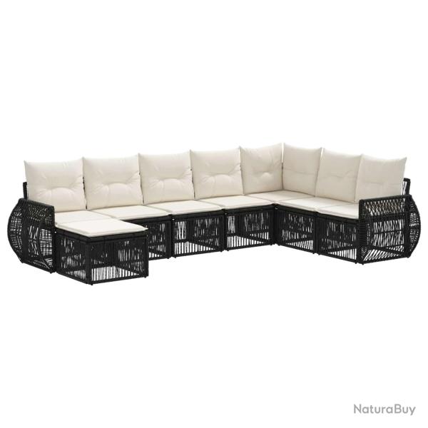 Ensemble de canap� de jardin 8 pcs Noir et blanc cr�me