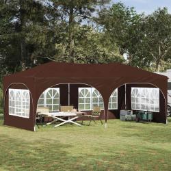 Tente de f&ecirc;te pop-up 575 x 288 x 245 cm Marron Tissu Oxford