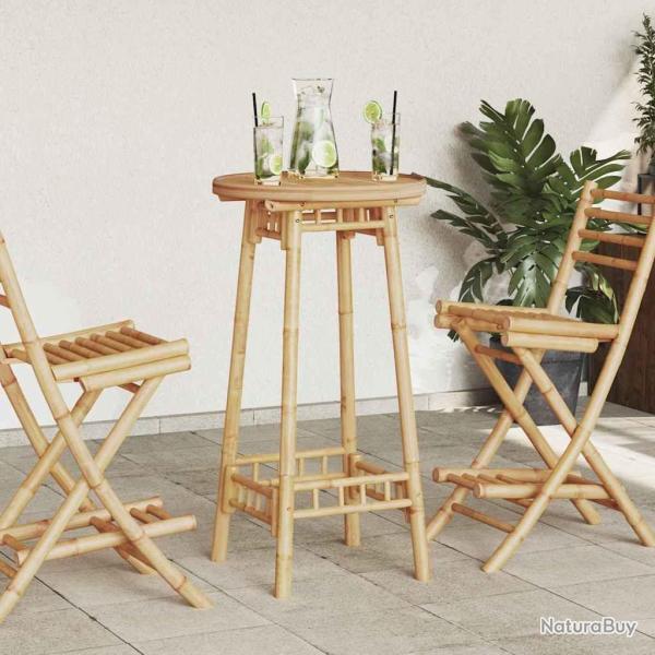 Table de bar d'ext�rieur ronde en bambou �55x100 cm
