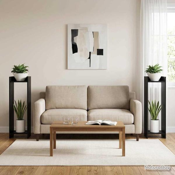 Support de Plante 2 pc Ch�ne Noir 30 x 30 x 100 cm