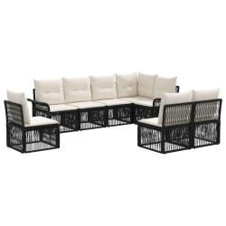 Ensemble de canap&eacute; de jardin 8 pcs Noir polyrotin