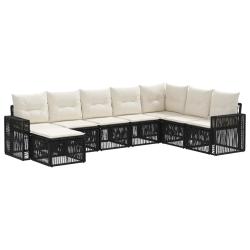 Ensemble de canap&eacute; de jardin 8 pcs Noir et blanc cr&egrave;me