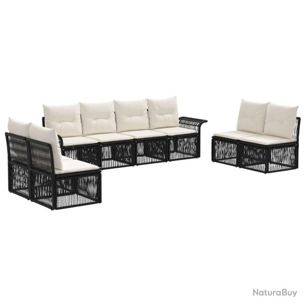 Ensemble de canap� de jardin 8 pcs Noir polyrotin