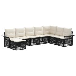Ensemble de canap&eacute; de jardin 8 pcs Noir polyrotin