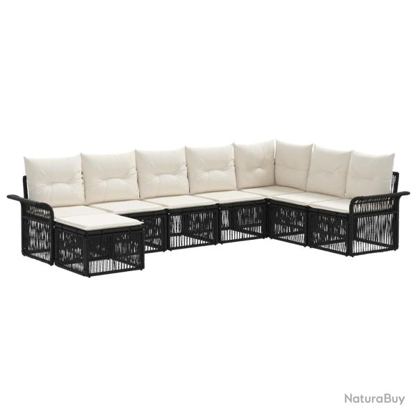 Ensemble de canap� de jardin 8 pcs Noir polyrotin