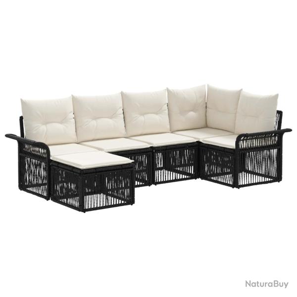 Ensemble de canap� de jardin 6 pcs Noir polyrotin