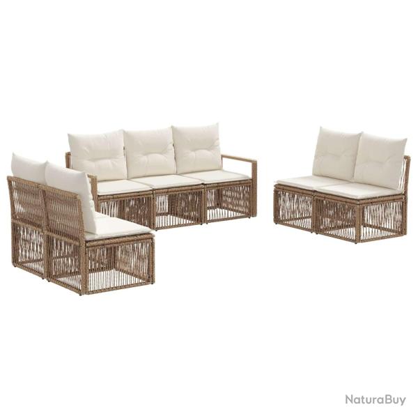Ensemble de canap� de jardin 7 pcs Beige polyrotin