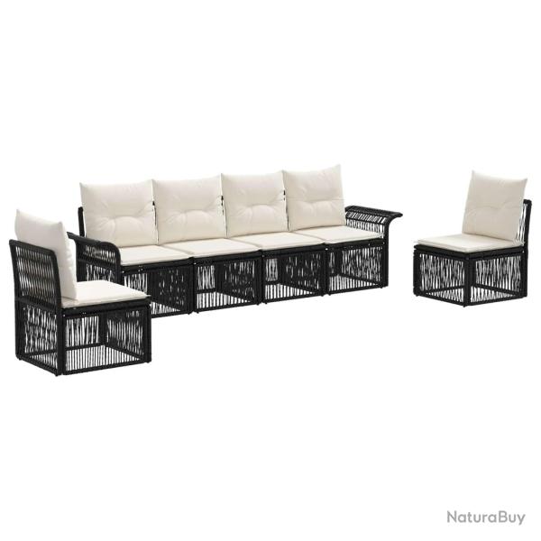 Ensemble de canap� de jardin 6 pcs Noir polyrotin