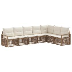 Ensemble de canap&eacute; de jardin 7 pcs Beige polyrotin