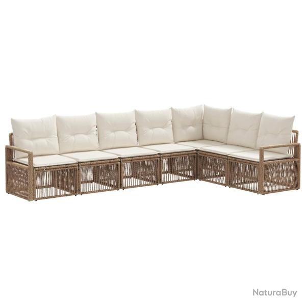 Ensemble de canap� de jardin 7 pcs Beige polyrotin
