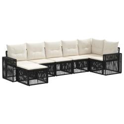 Ensemble de canap&eacute; de jardin 7 pcs Noir et blanc cr&egrave;me