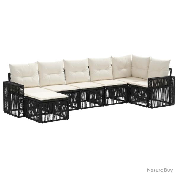 Ensemble de canap� de jardin 7 pcs Noir et blanc cr�me