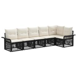 Ensemble de canap&eacute; de jardin 6 pcs Noir polyrotin