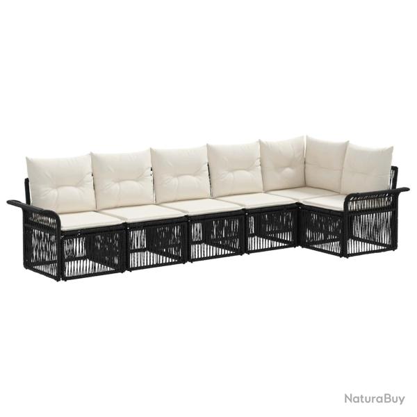 Ensemble de canap� de jardin 6 pcs Noir polyrotin