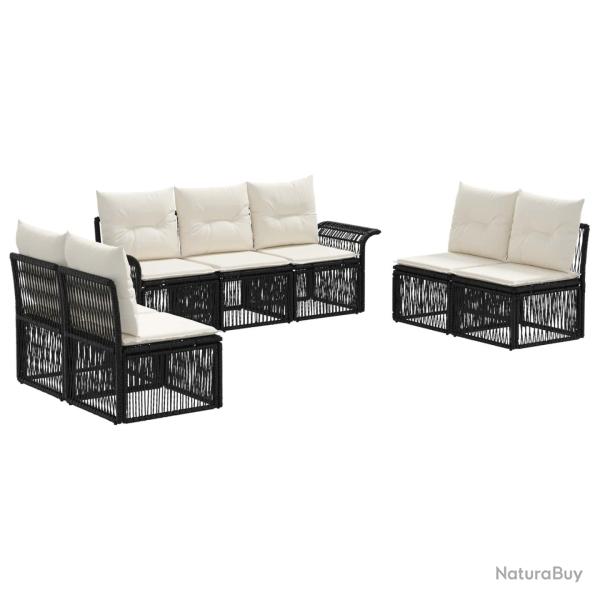 Ensemble de canap� de jardin 7 pcs Noir polyrotin