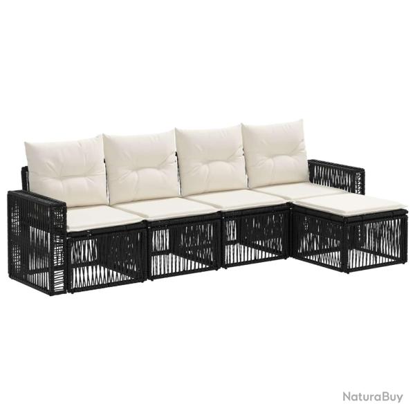 Ensemble de canap� de jardin 5 pcs Noir et blanc cr�me
