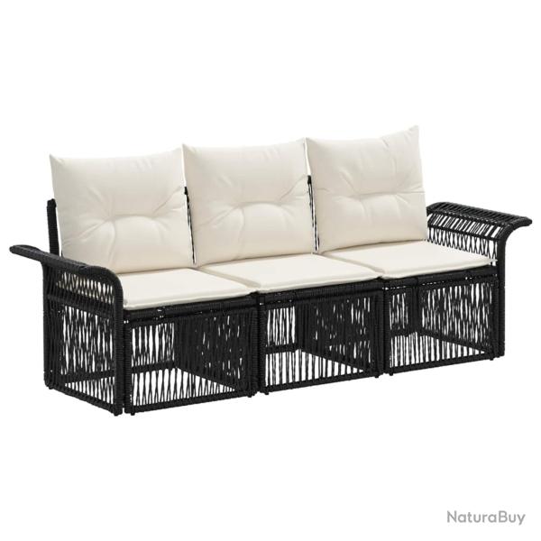 Ensemble de canap� de jardin 3 pcs Noir polyrotin