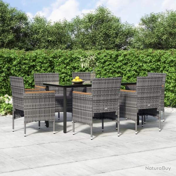 Ensemble � manger de jardin coussins 7pcs Gris et noir