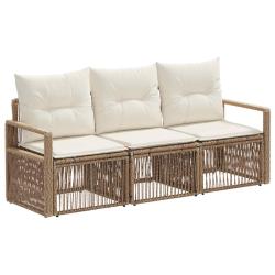 Ensemble de canap&eacute; de jardin 3 pcs Beige polyrotin