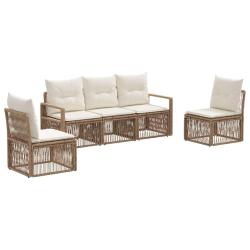 Ensemble de canap&eacute; de jardin 5 pcs Beige polyrotin