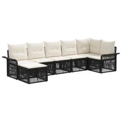 Ensemble de canap&eacute; de jardin 7 pcs Noir polyrotin