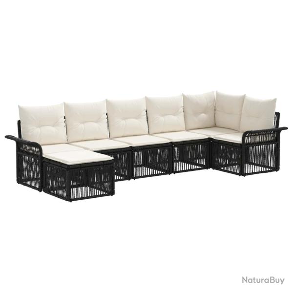 Ensemble de canap� de jardin 7 pcs Noir polyrotin