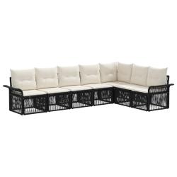 Ensemble de canap&eacute; de jardin 7 pcs Noir polyrotin