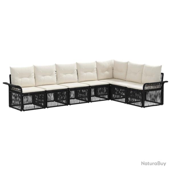 Ensemble de canap� de jardin 7 pcs Noir polyrotin