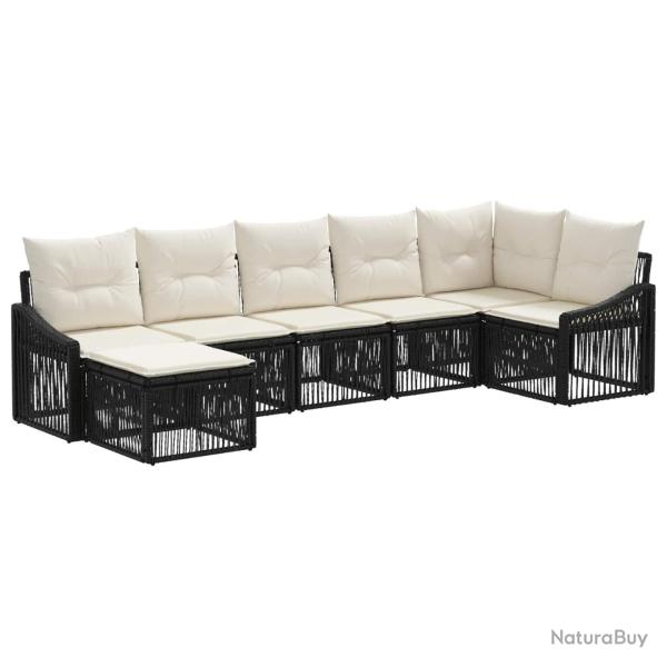 Ensemble de canap� de jardin 7 pcs Noir polyrotin