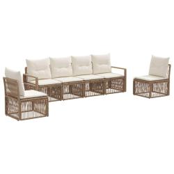 Ensemble de canap&eacute; de jardin 6 pcs Beige polyrotin