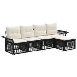 Ensemble de canap&eacute; de jardin 5 pcs Noir polyrotin